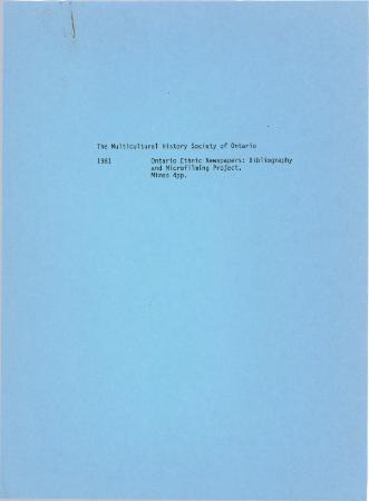 [Letter from Jung Kim to the Multicultural History Society of Ontario with information on the Ontario Ethnic Newspapers: Bibliography and Microfilming Project]