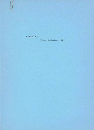 [Handwritten notes on "Oriental Exclusion"]