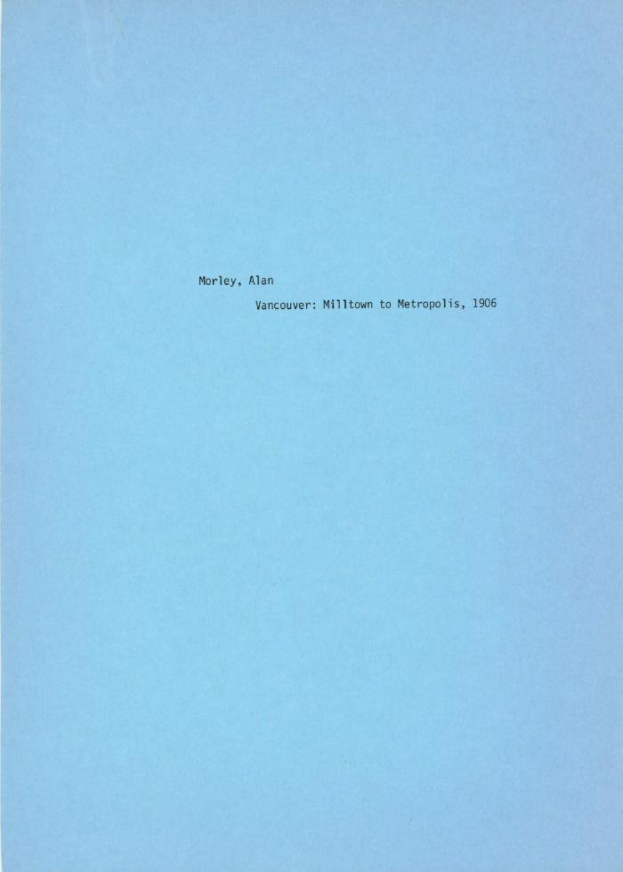 [Handwritten notes on "Vancouver: Milltown to Metropolis"]
