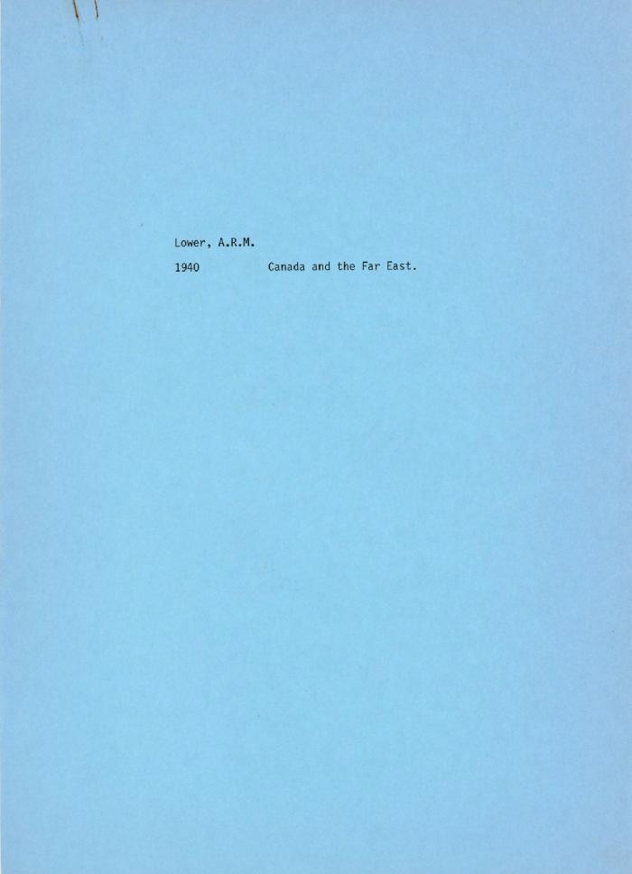 [Handwritten notes on "Canada and the Far East"]