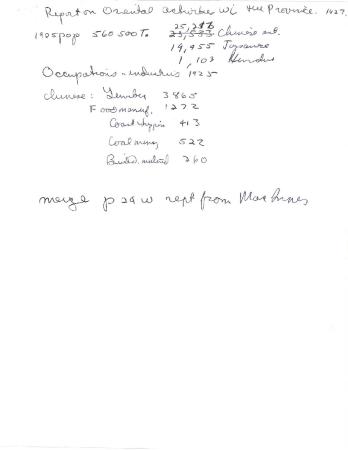 [Handwritten notes on "Report on Oriental Activities within the Province"]