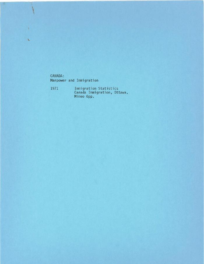 1971 Immigration Statistics
