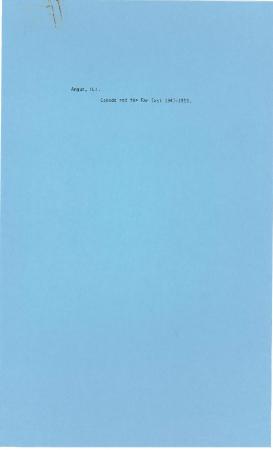 [Excerpts from "Canada and the Far East 1940-1953"]