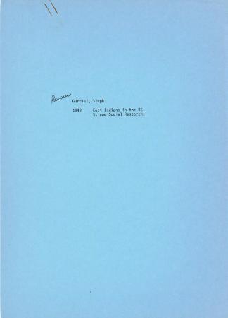 [Typewritten Notes on "East Indians in the U.S."]
