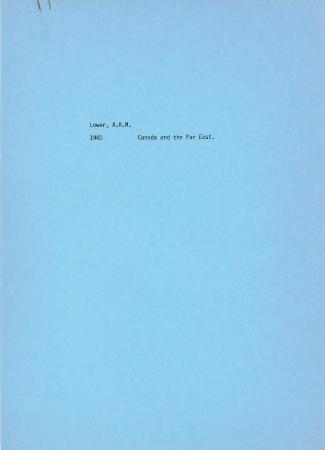 [Handwritten notes on "Canada and the Far East"]