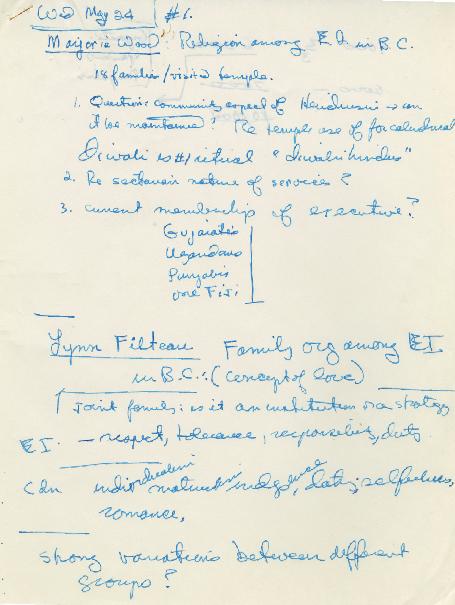[Handwritten notes on books related to South Asian immigrants]