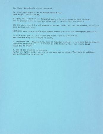 [Typewritten notes on "The Hindu Case"]