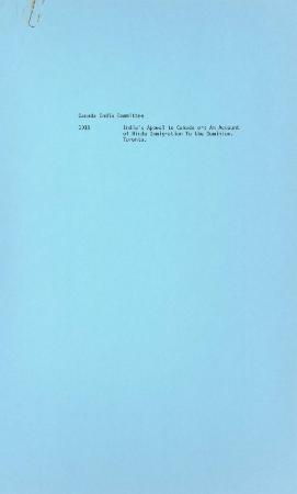 India's Appeal to Canada or An Account of Hindu Immigration to the Dominion