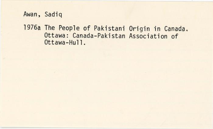 [Index card - Awan, Sadiq]
