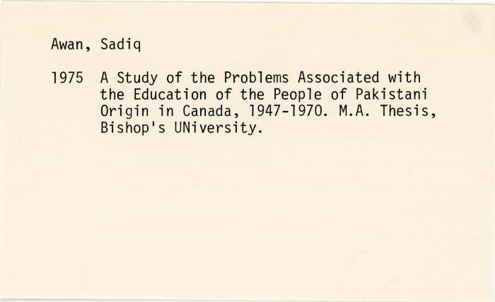 [Index card - Awan, Sadiq]