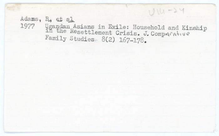 [Index card - Adams, B., et al]