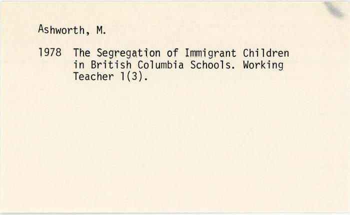 [Index card - Ashworth, M.]