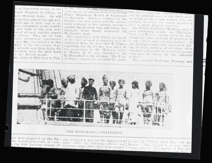 [Newspaper clipping of a photo of the Hong Kong contingent]