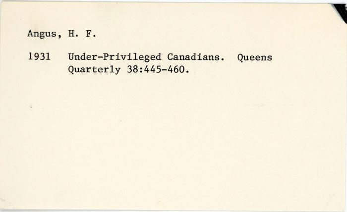 [Index card - Angus, H. F.]