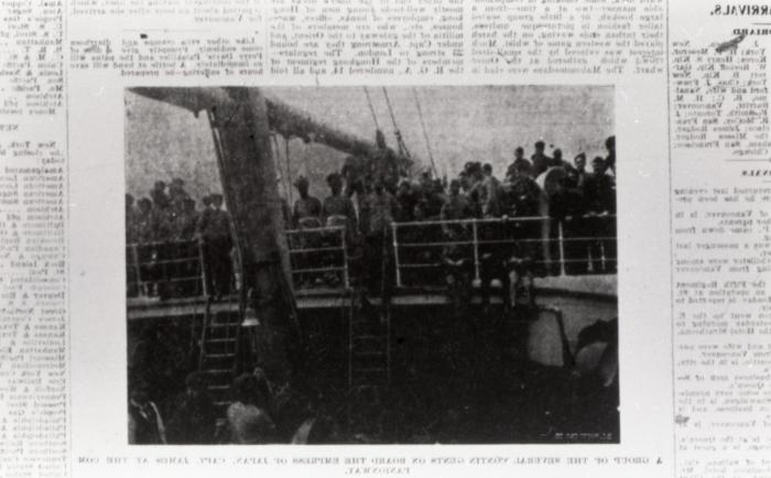 [Newspaper clipping of a photo of coronation contingent]