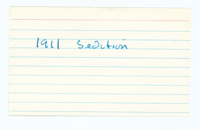 [Index card - 1911 Sedition]