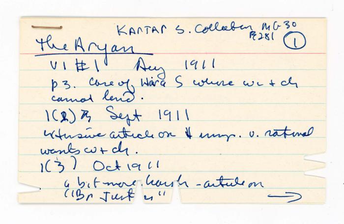 [Index card - The Aryan]