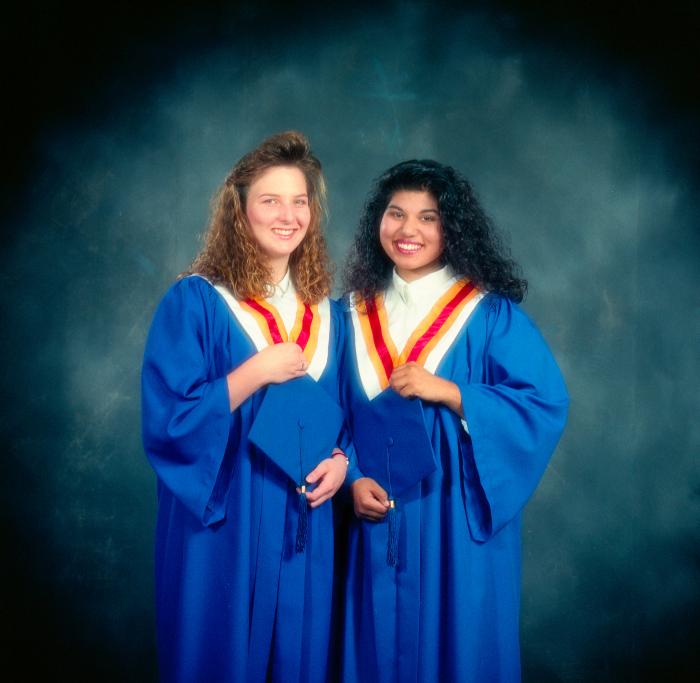 [Portrait of Nindee Ahuja and an unidentified female student]